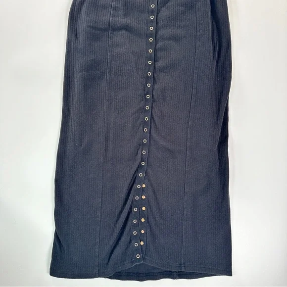 Intimately Free People Ribbed Bodycon Midi Dress Black M - Picture 3 of 16